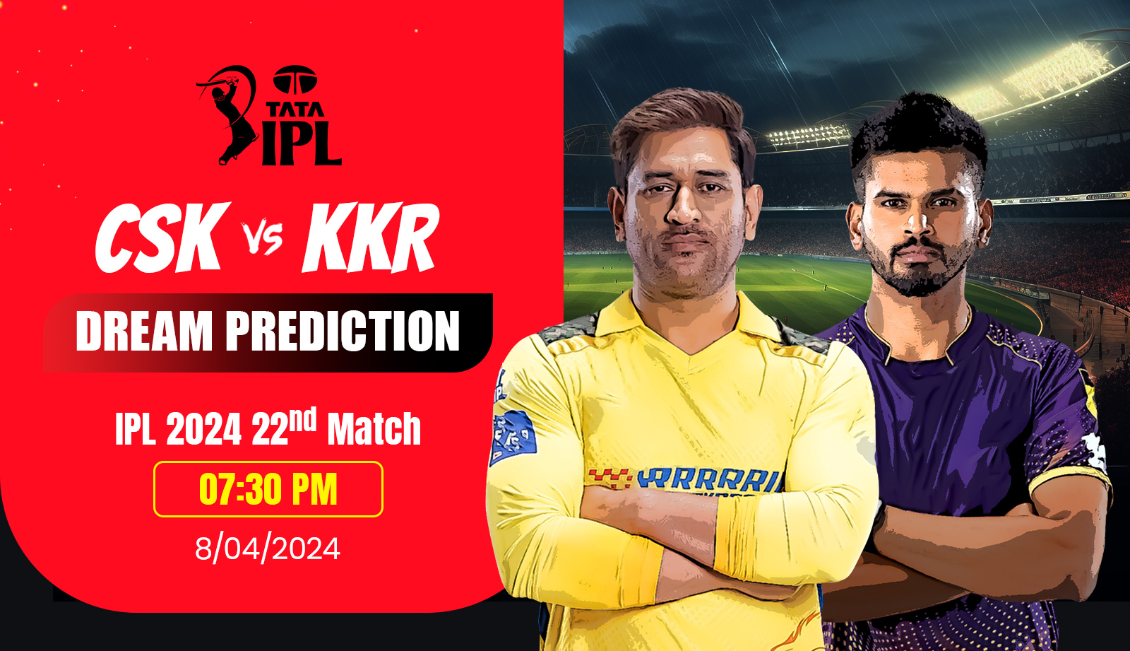 IPL-2024-CSK-vs-KKR-Match-Prediction-Fantasy-tips-Playing-11s-Pitch-and-Weather-Report-Injury-Update-and-Head-to-Head-Record
